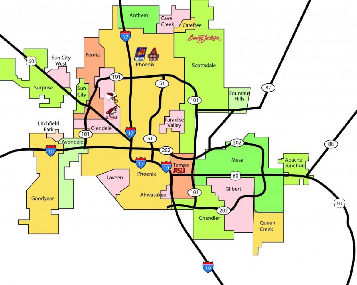 Phoenix metro svæði kort