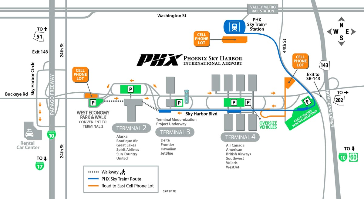 Phoenix alþjóðaflugvöllur kort