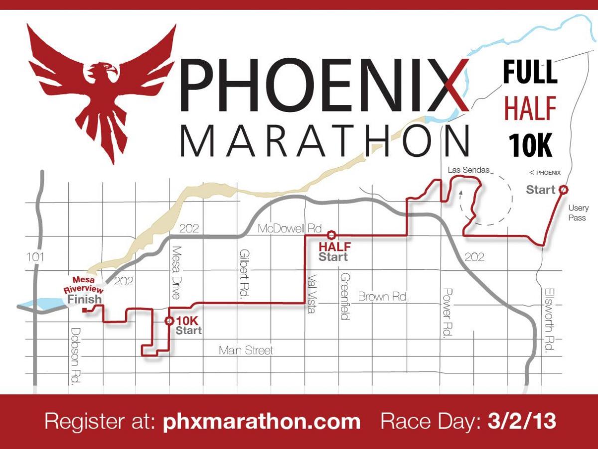 kort af Phoenix maraton