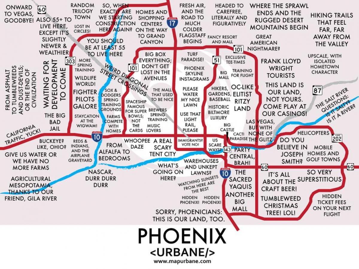 kort af Phoenix úthverfi