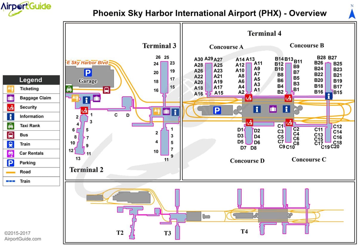 phx terminal kort