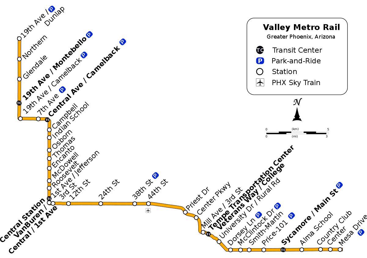 Valley metro leið kort